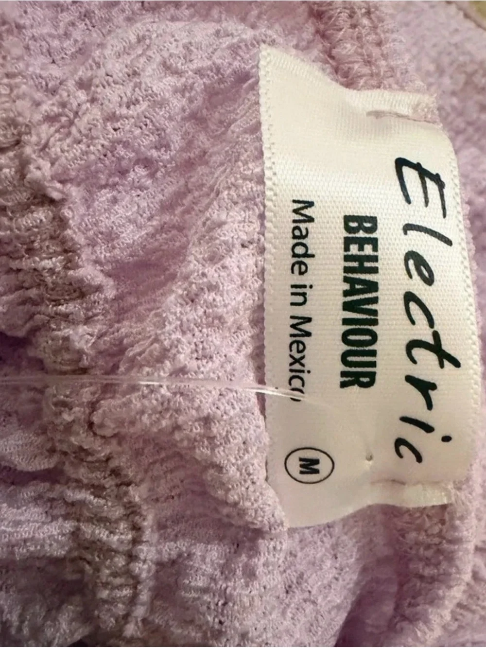 (Size M) Electric Behaviour Lilac Textured Halter Babydoll Peplum Top